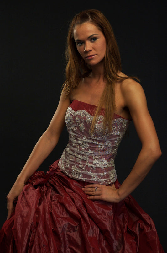 Red taffeta corset