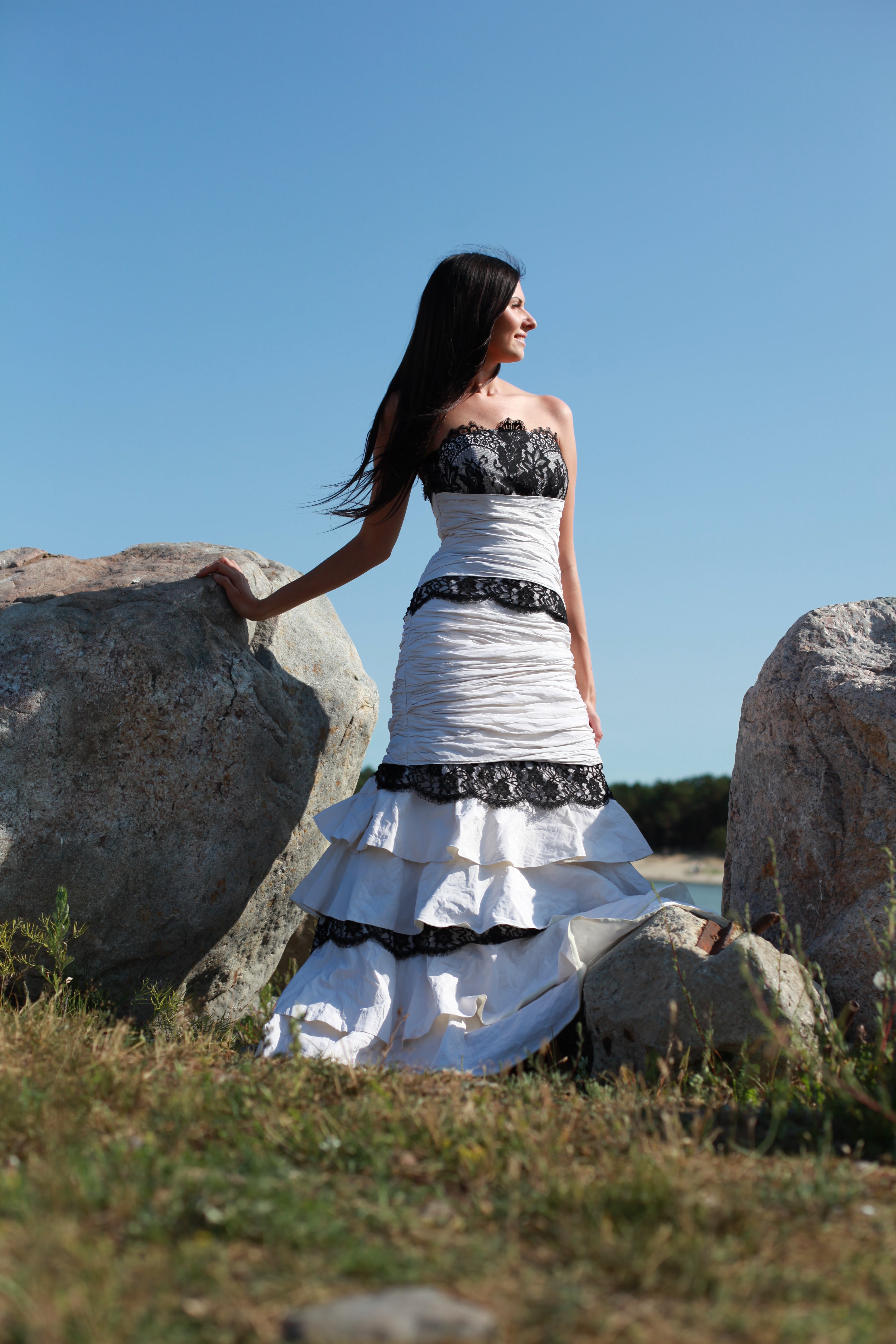 Wedding dress with black details