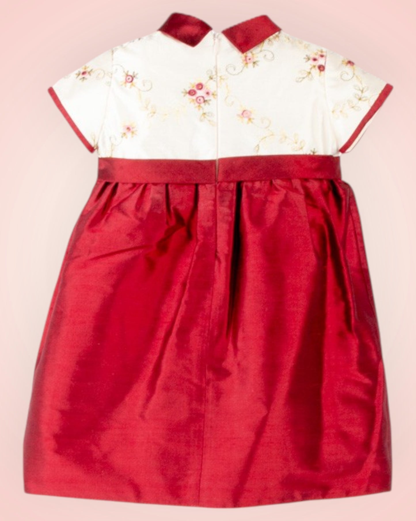 Raw silk party dress for a toddler