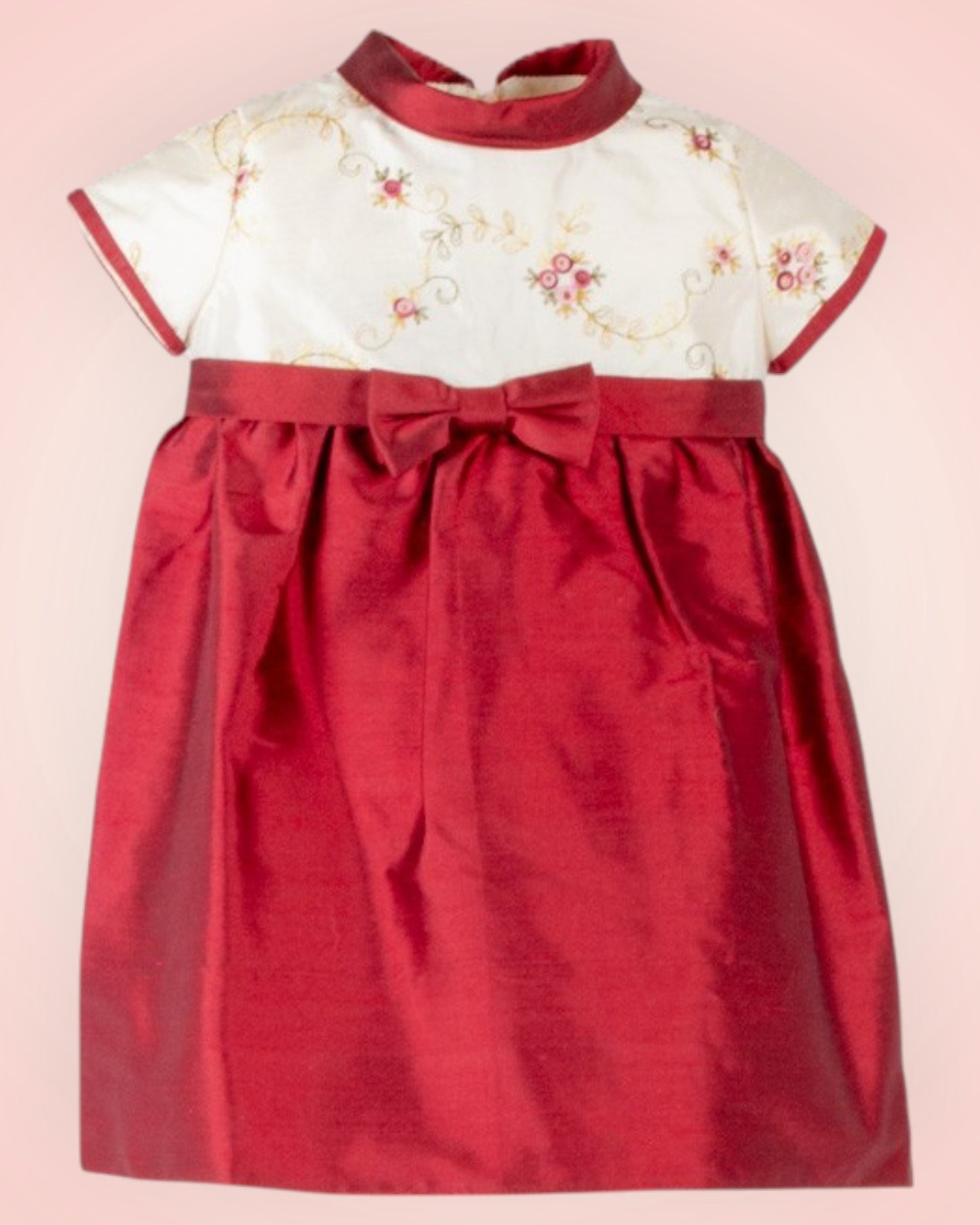 Raw silk party dress for a toddler