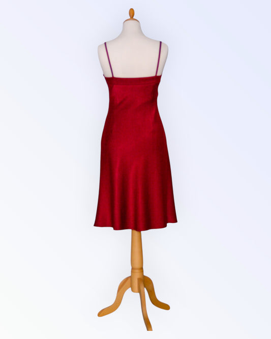 Red satin formal dress