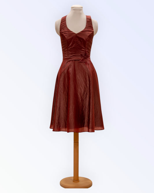 Burgundy organza party dress