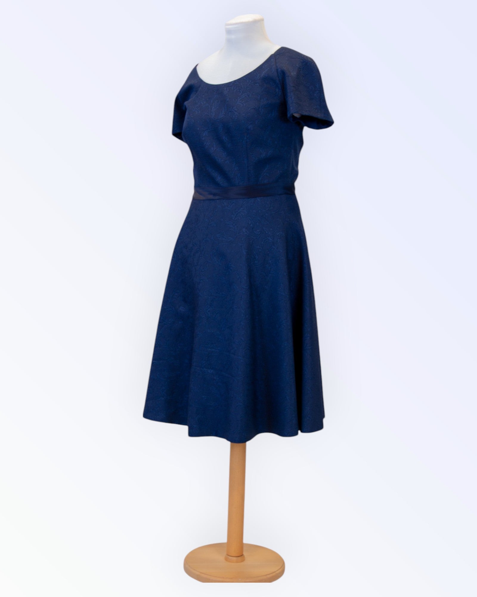 Navy blue jacquard dress
