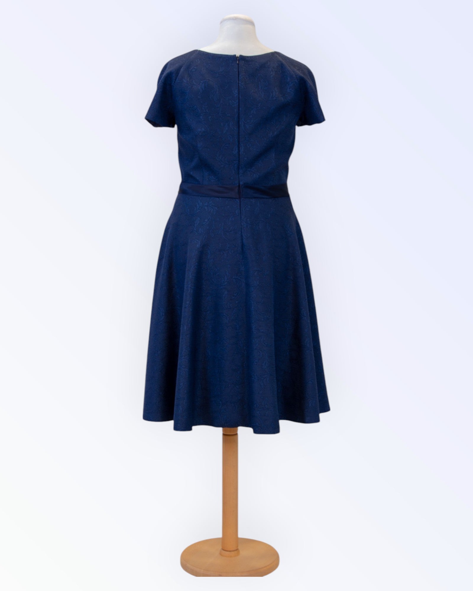 Navy blue jacquard dress