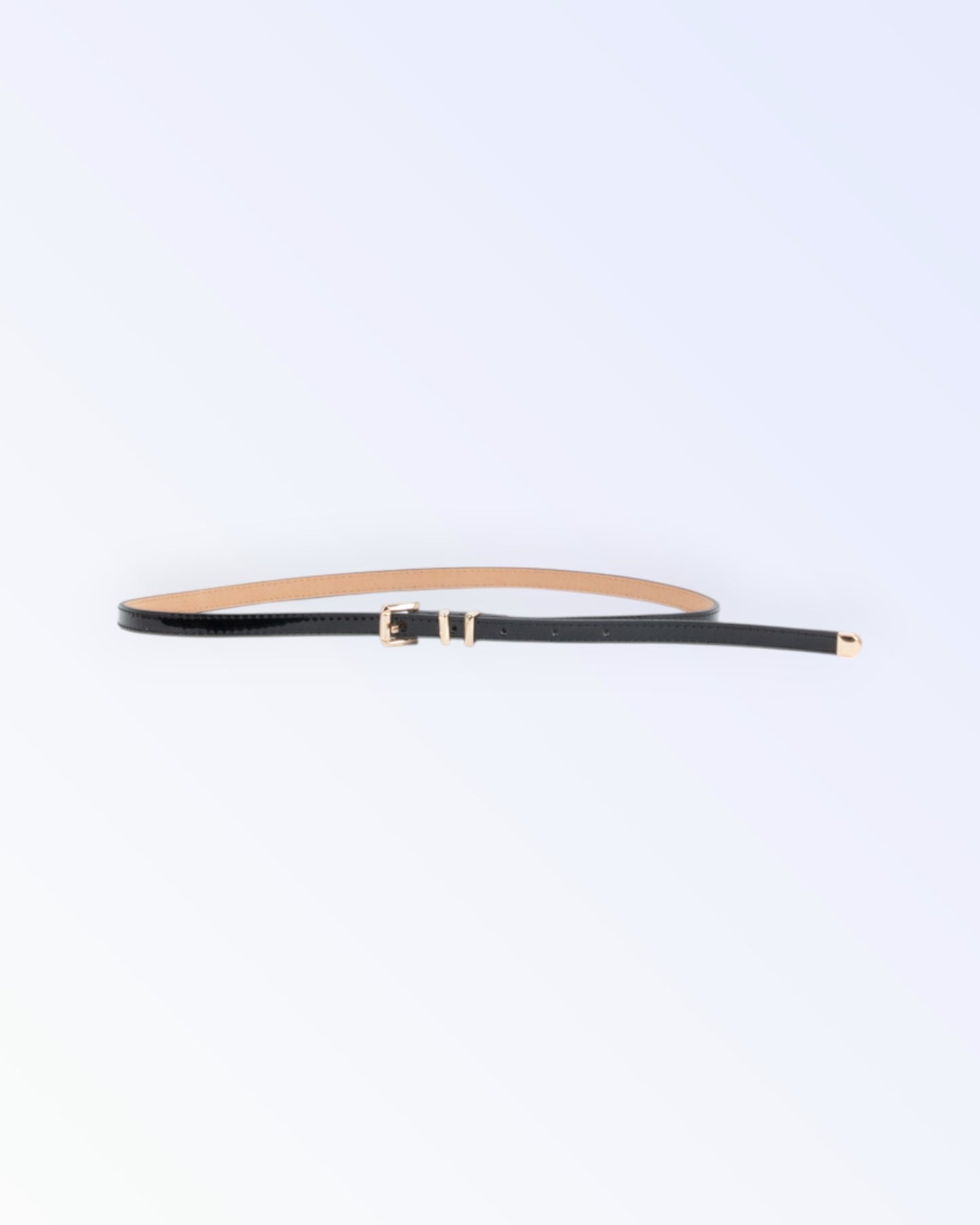 Black patent leather narrow belt