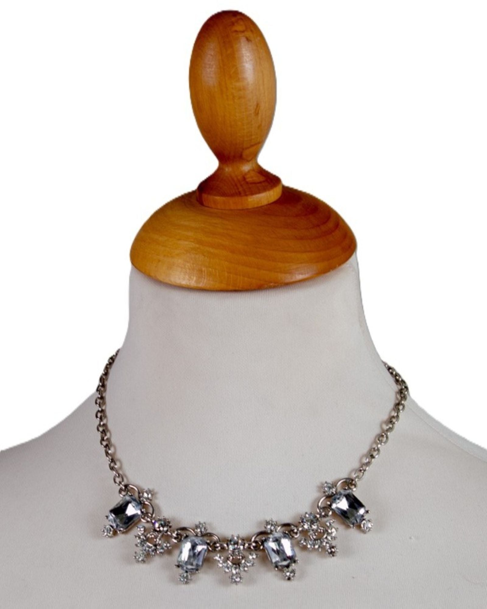 Metal necklace with large crystals