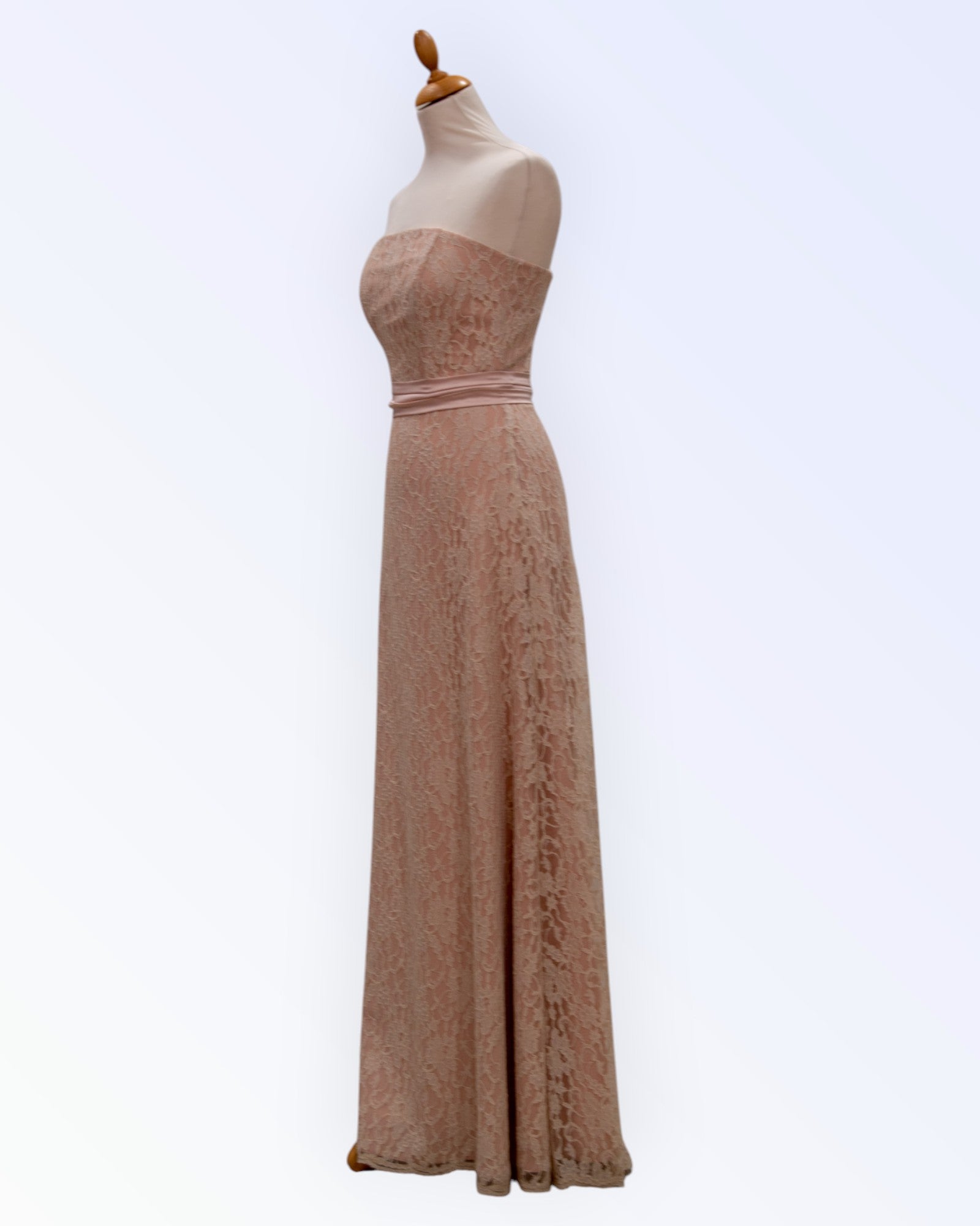 Beige lace long formal dress
