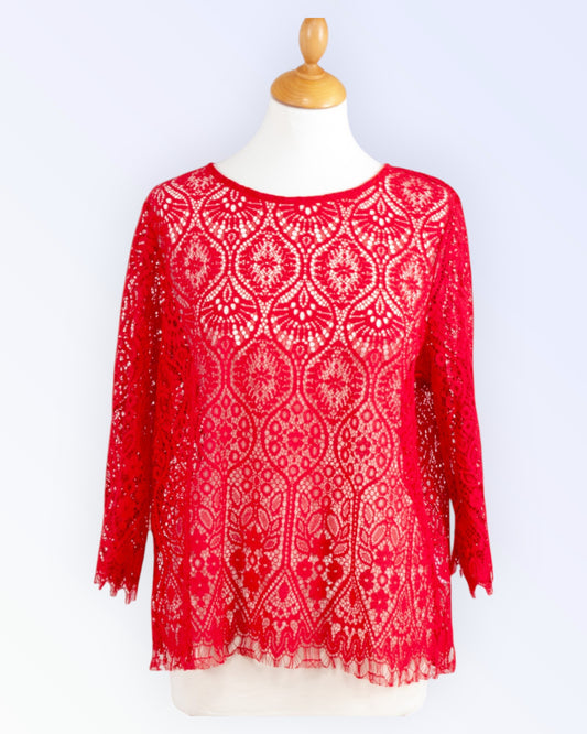 Kiabi red lace top.