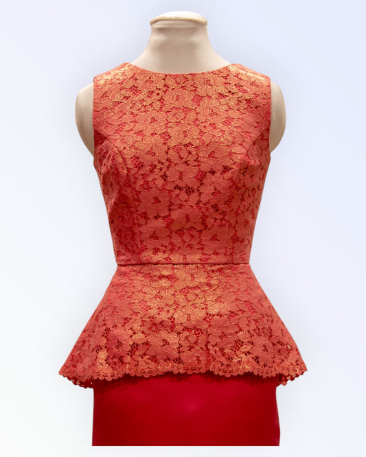 Coral pink lace top