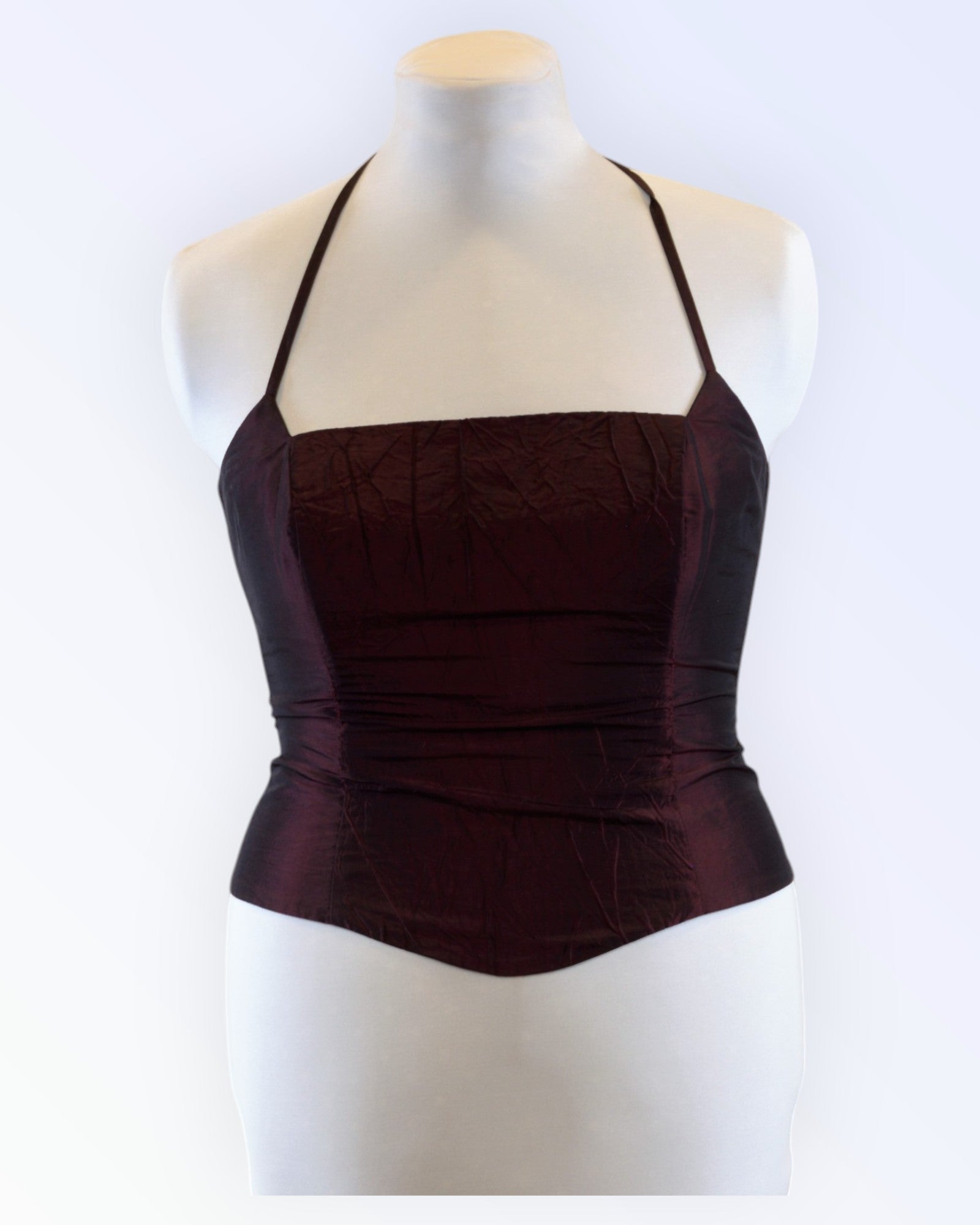 Chou Chou dark red taffeta top