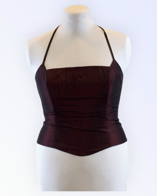 Chou Chou dark red taffeta top