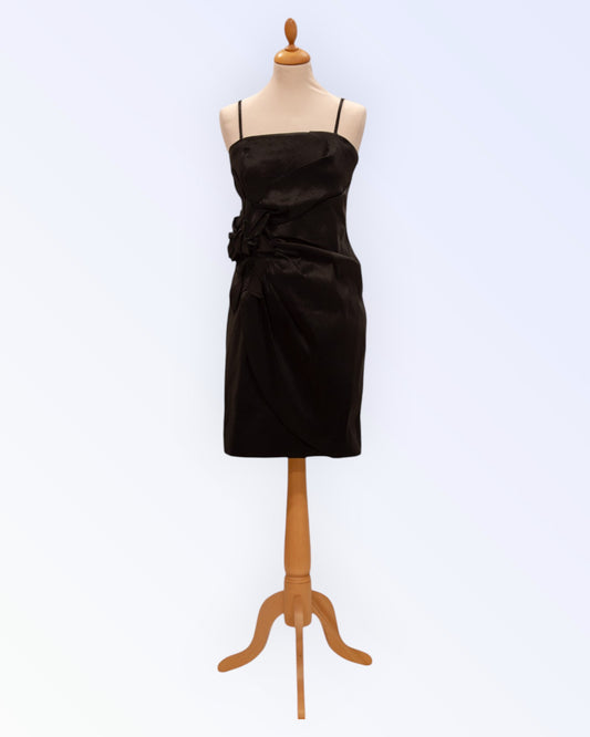 Vila little black cocktail dress with floral ornament