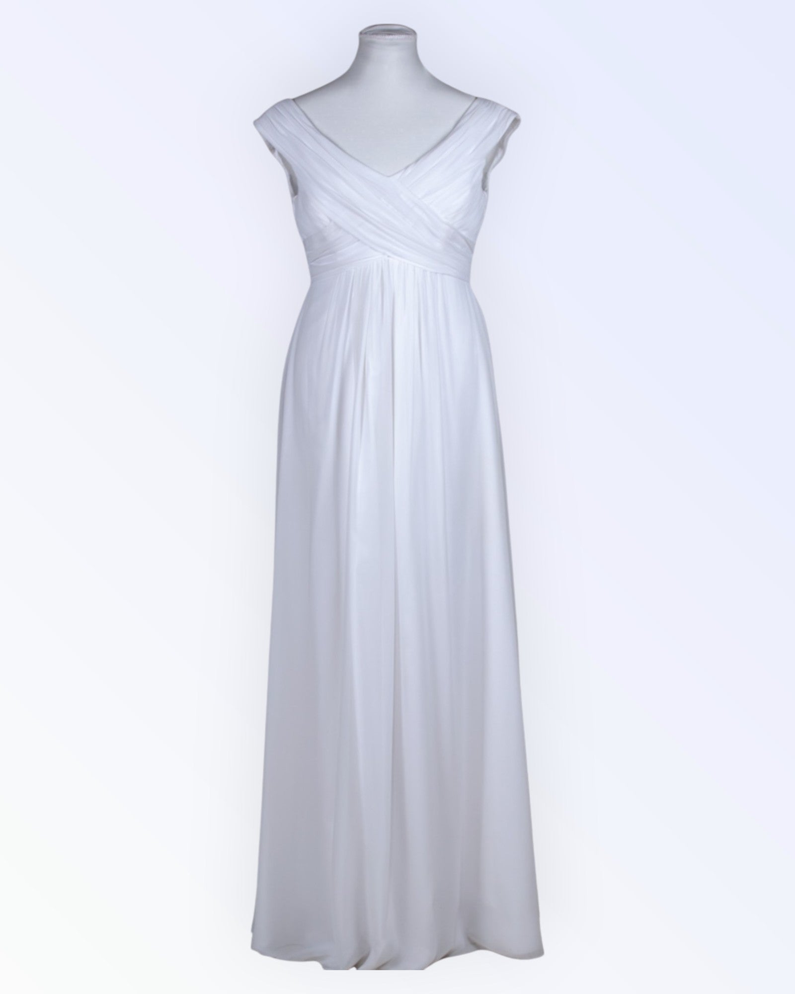 White chiffon empire-cut wedding dress