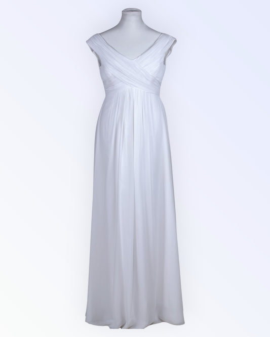 White chiffon empire-cut wedding dress