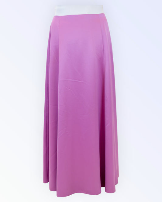 Long festive light purple satin skirt
