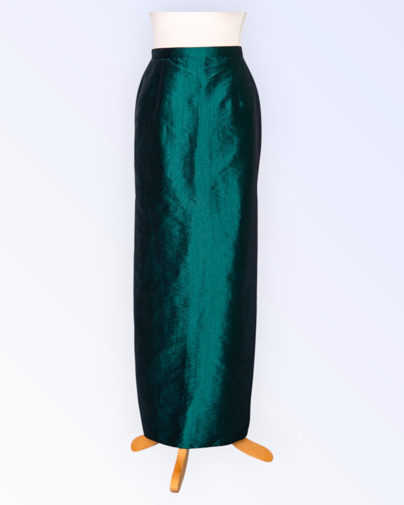 Dark green long taffeta skirt