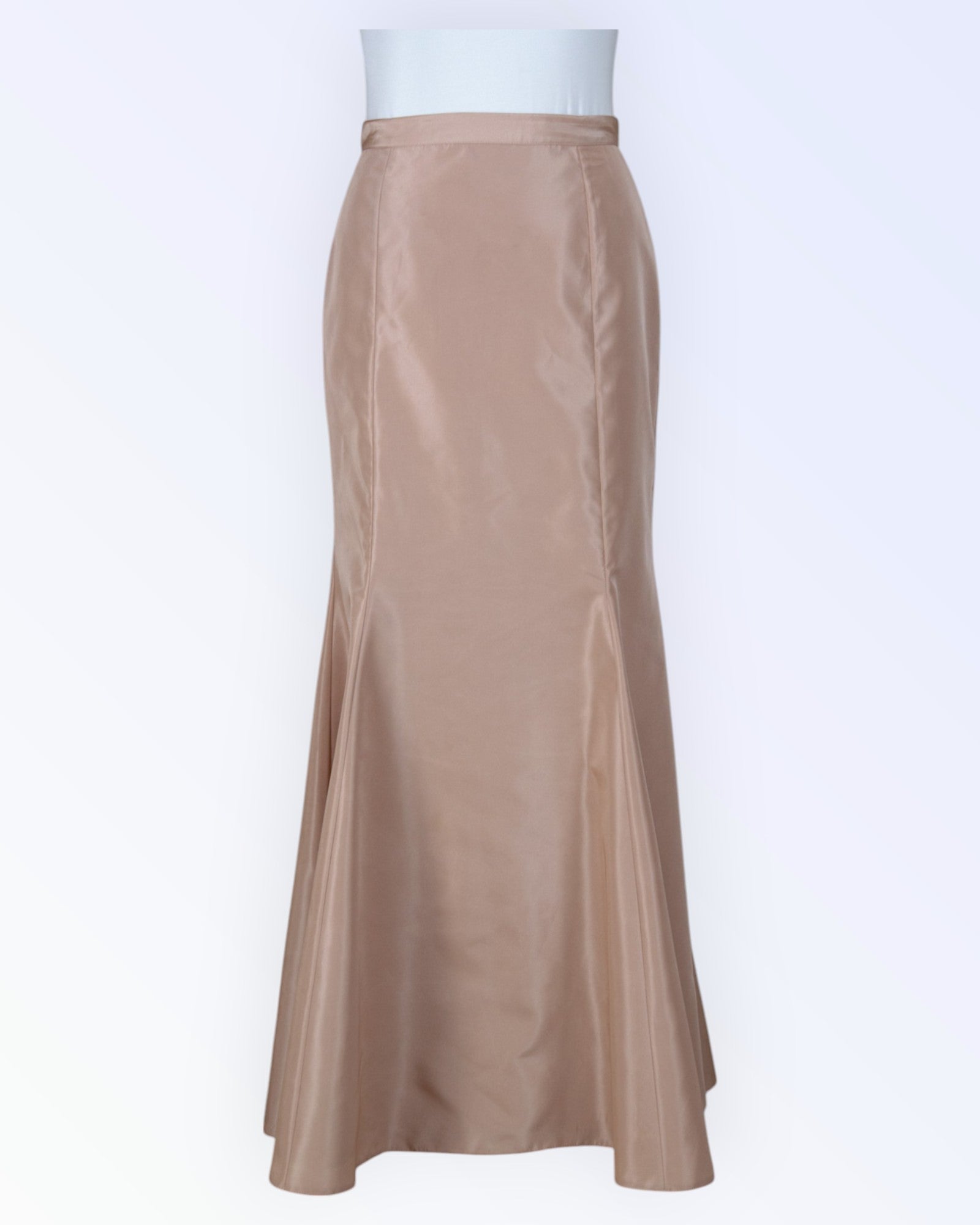 Long festive light beige taffeta skirt