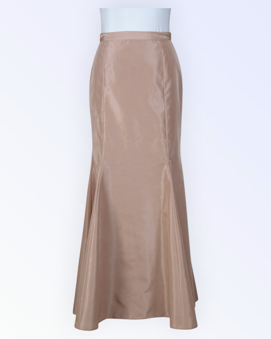 Long festive light beige taffeta skirt