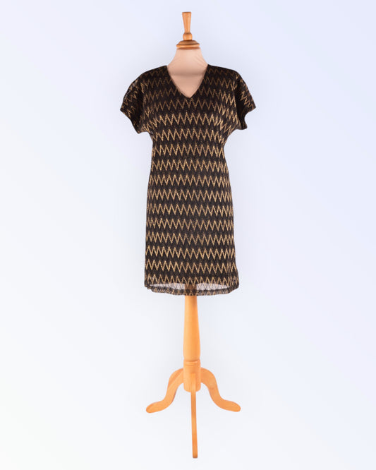 Nymph black dress with gold pattern