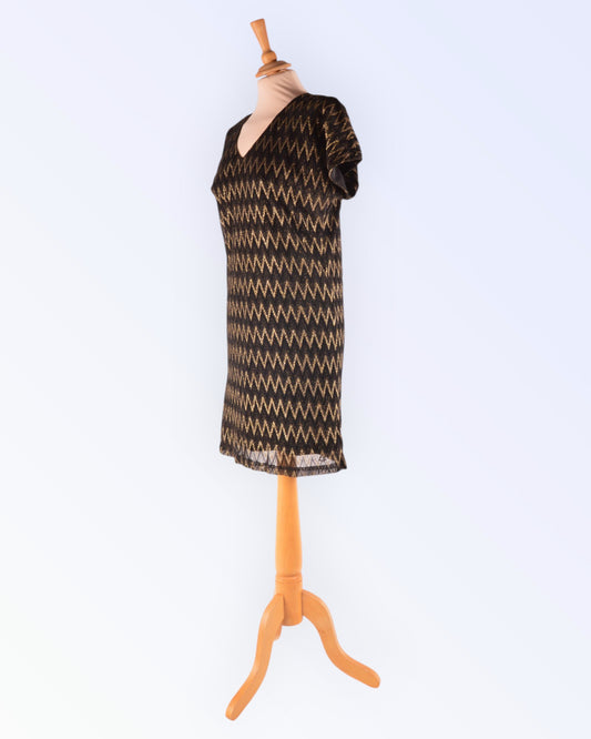Nymph black dress with gold pattern