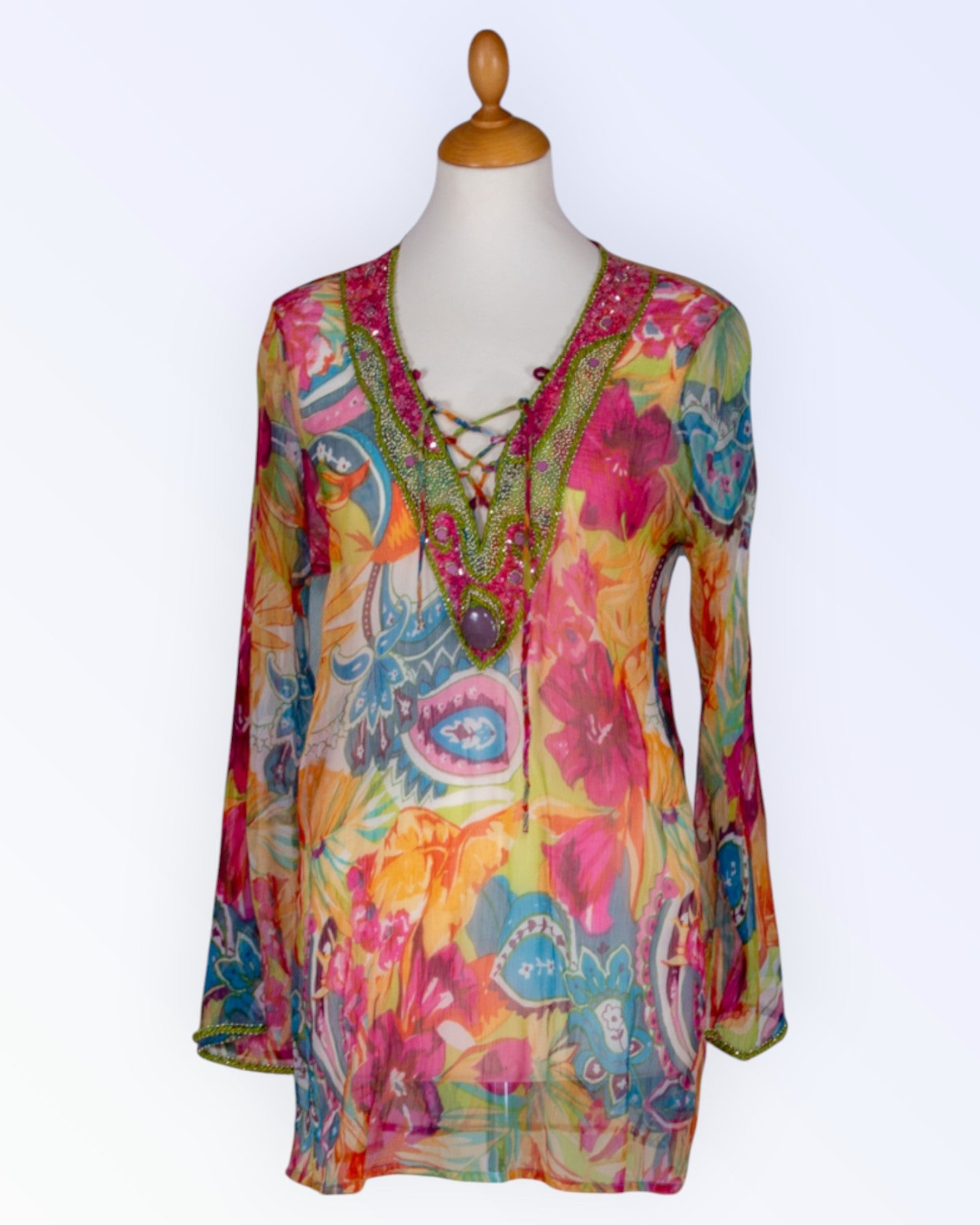 Malvin brightly colored chiffon blouse