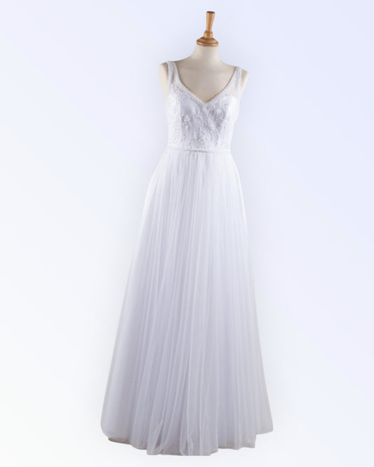 White tulle wedding dress