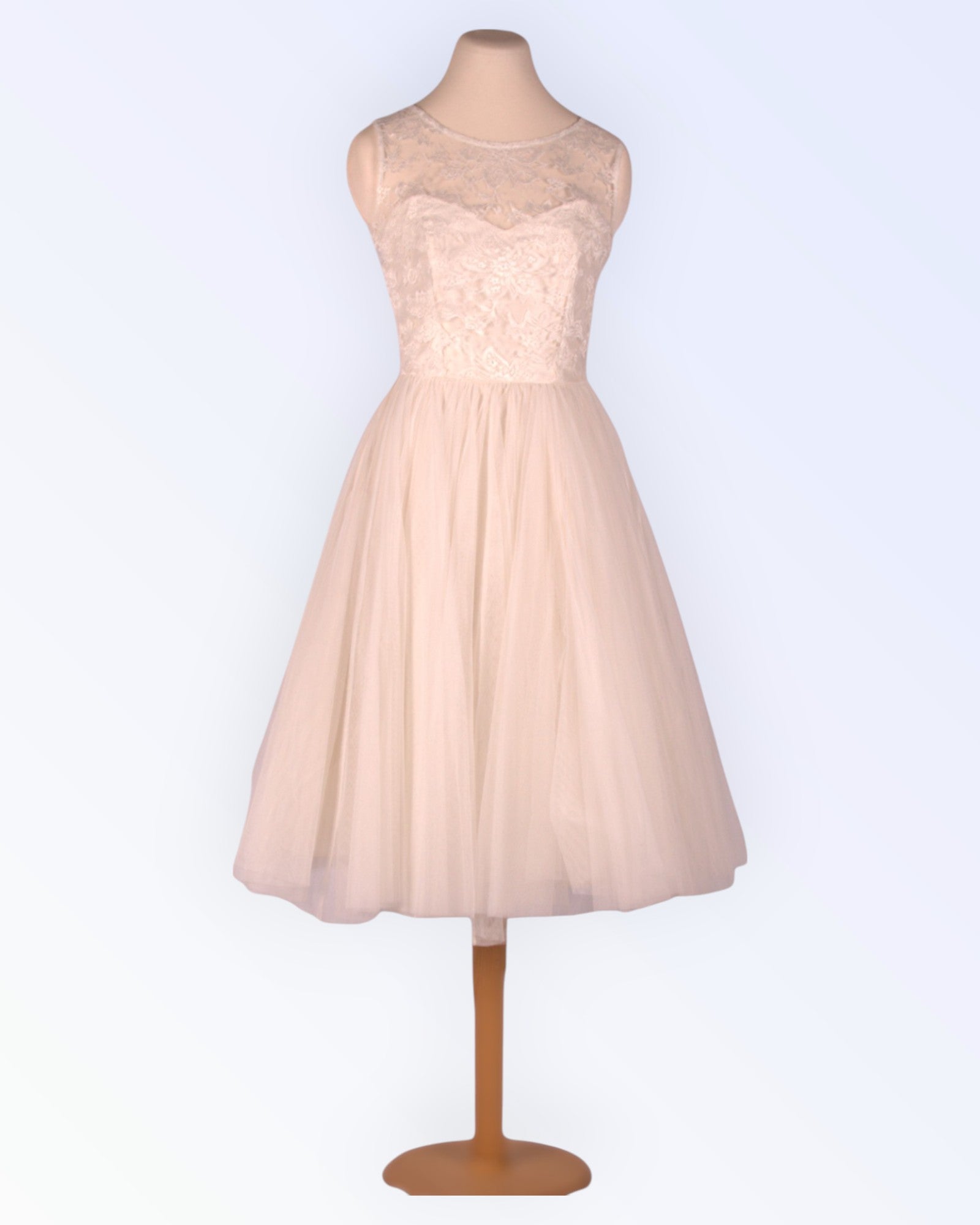 Off-white dress with fluffy tulle skirt