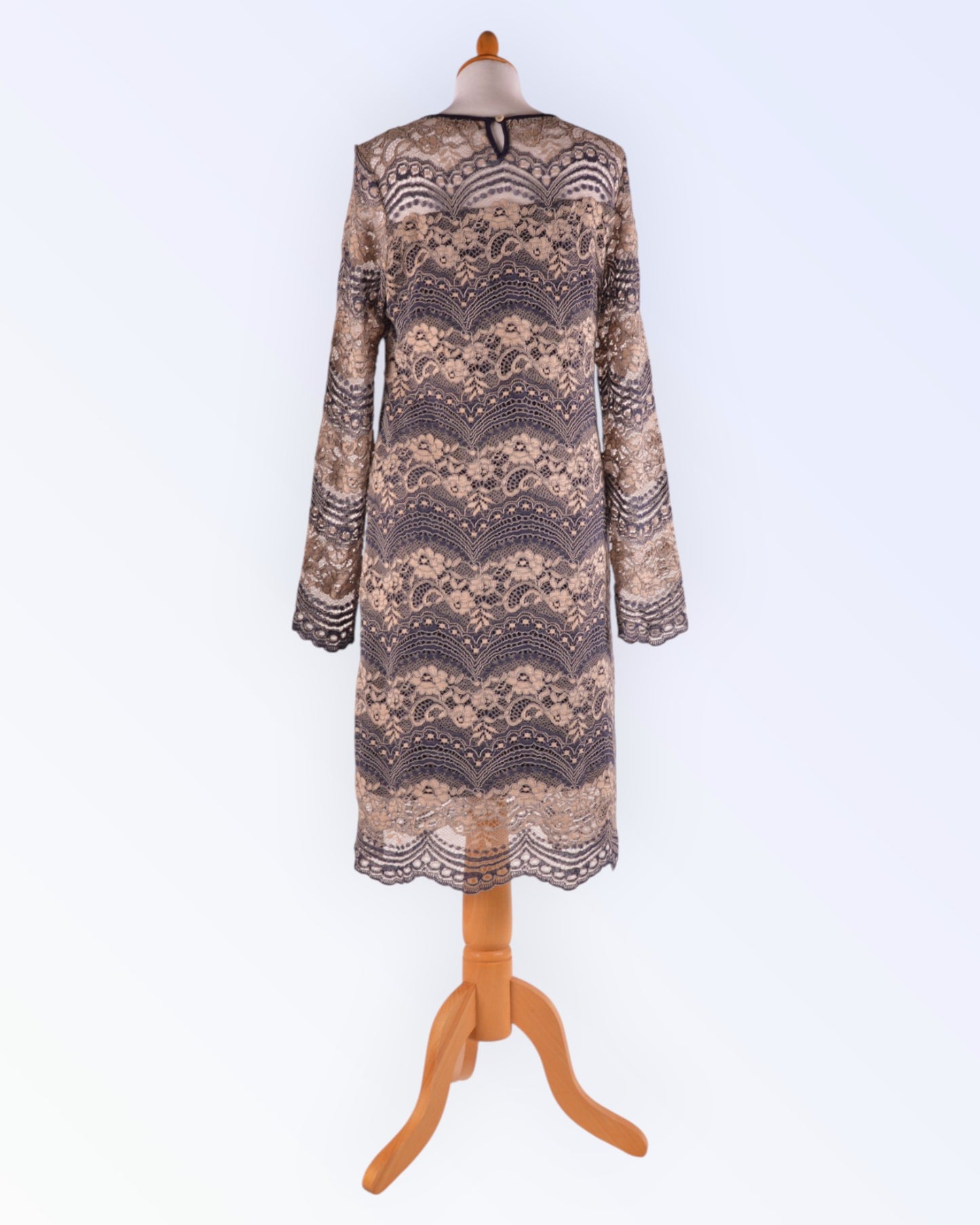 Cream long-sleeved lace dress