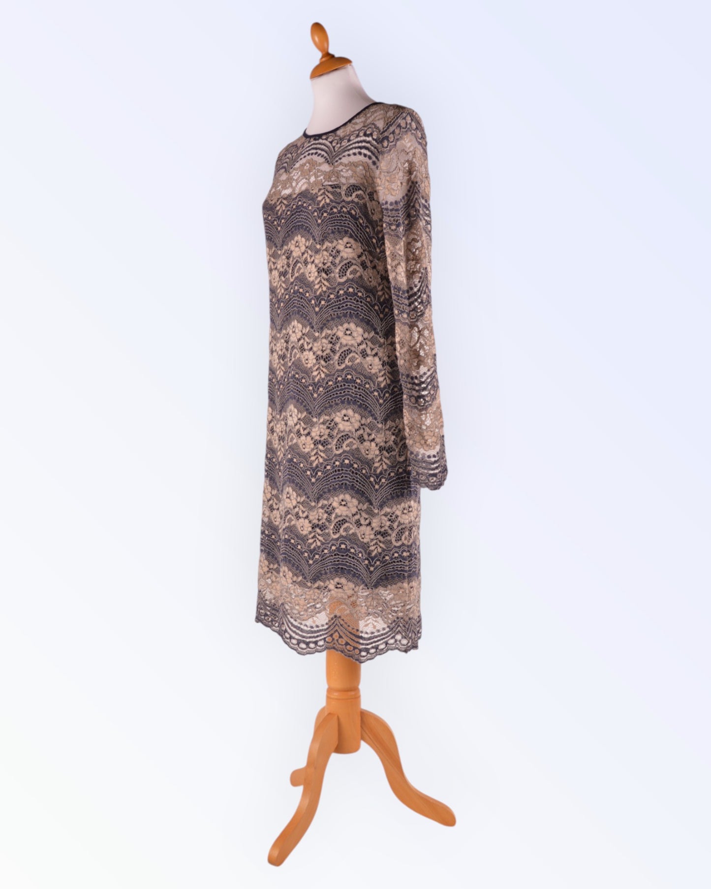 Cream long-sleeved lace dress