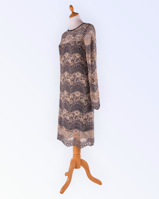 Cream long-sleeved lace dress