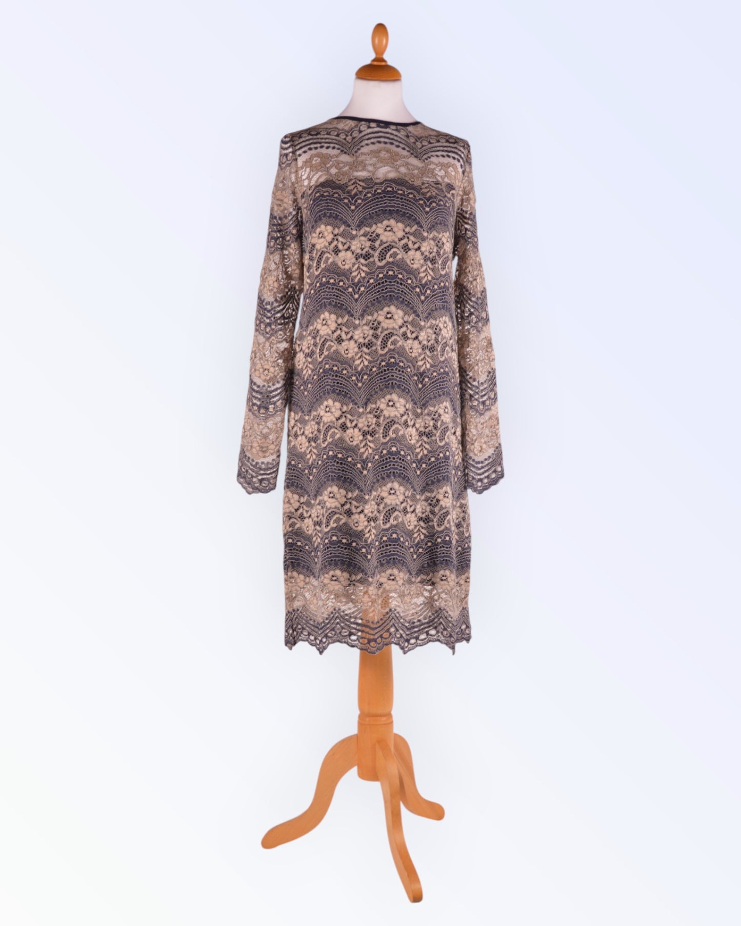 Cream long-sleeved lace dress