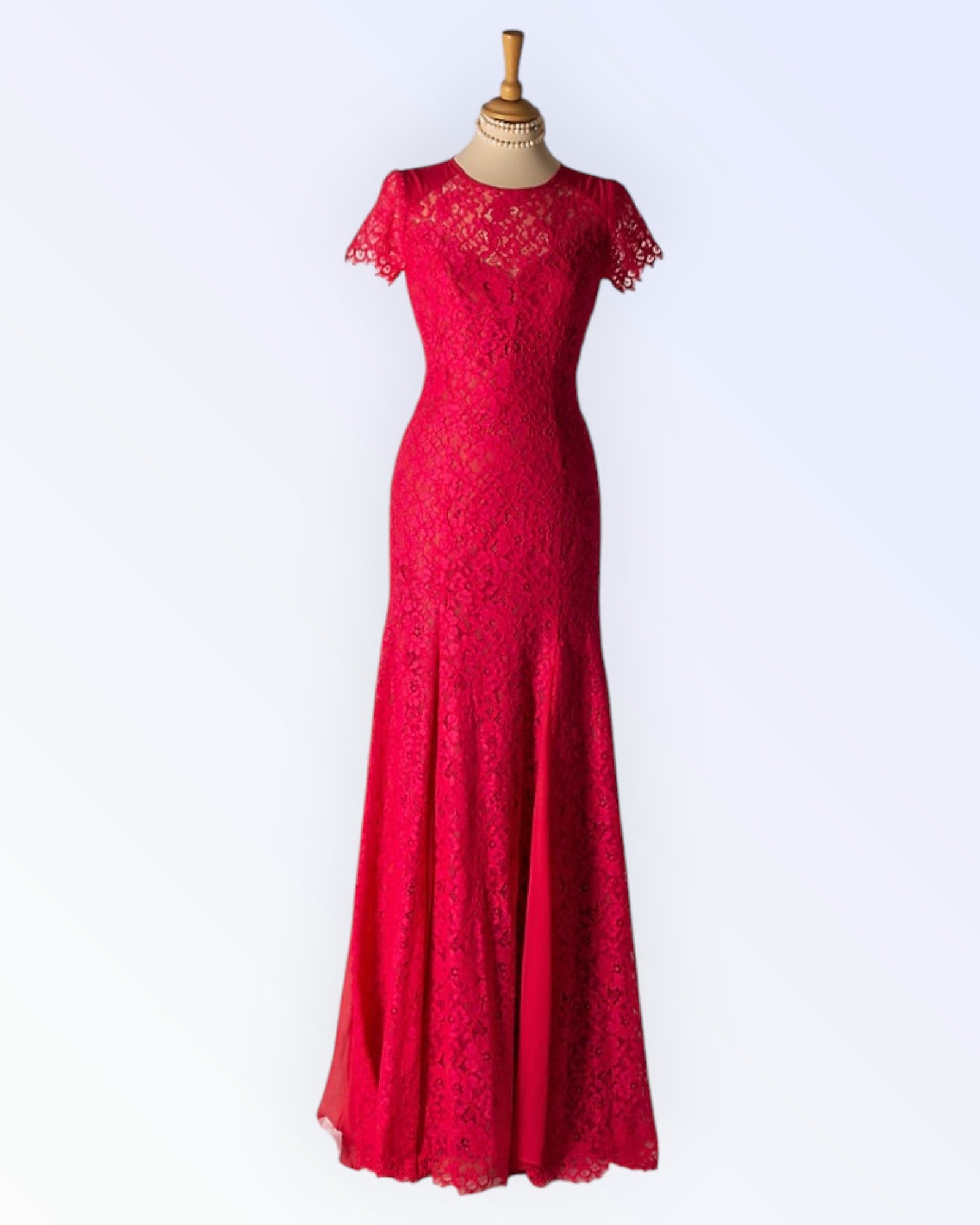 Raspberry red festive lace dress Ageless.ee - vintage and retro clothing online store Raspberry red festive lace dress Ageless.ee - vintage and retro clothing online store