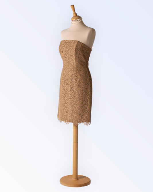 Brown lace cocktail dress