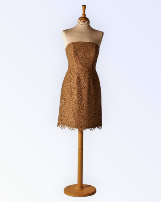 Brown lace cocktail dress