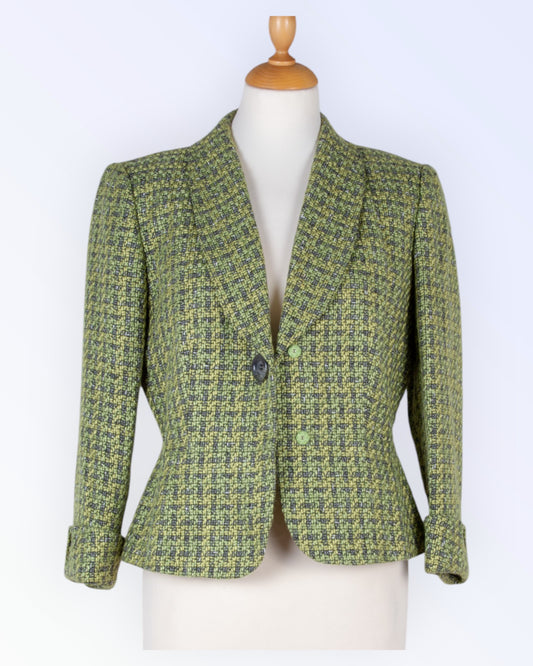 Tahari green boucle suit jacket