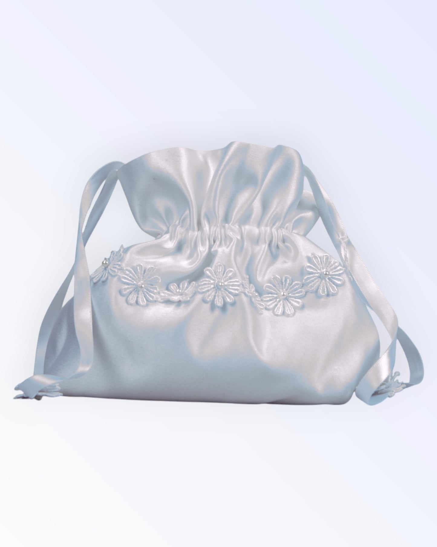 White satin bridal handbag