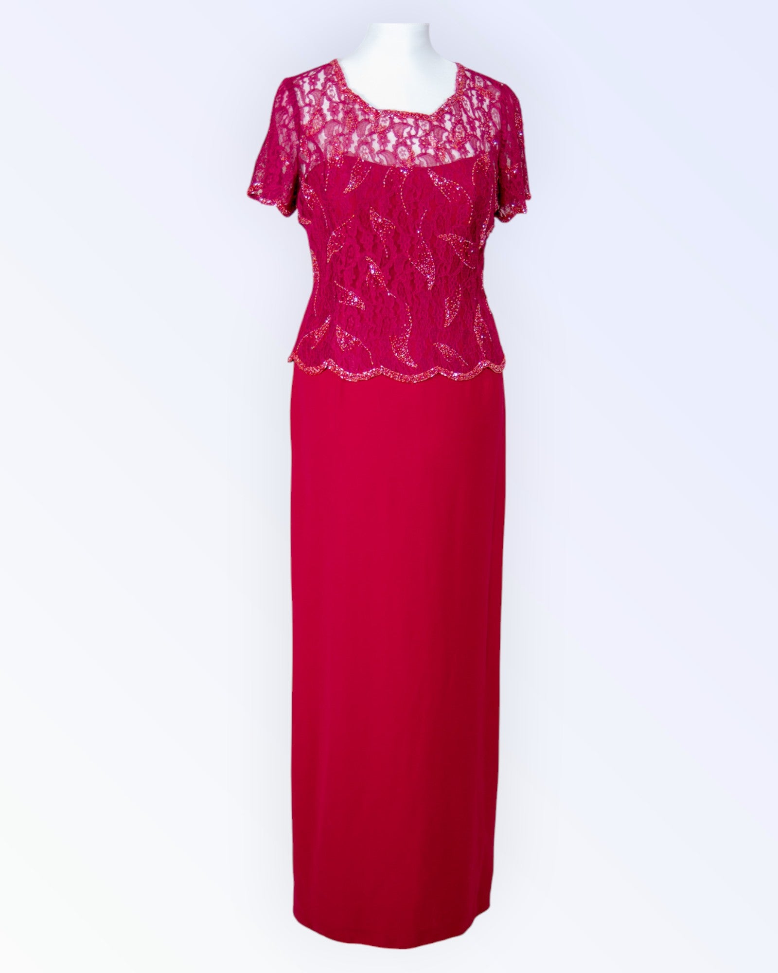 Raspberry red evening dress