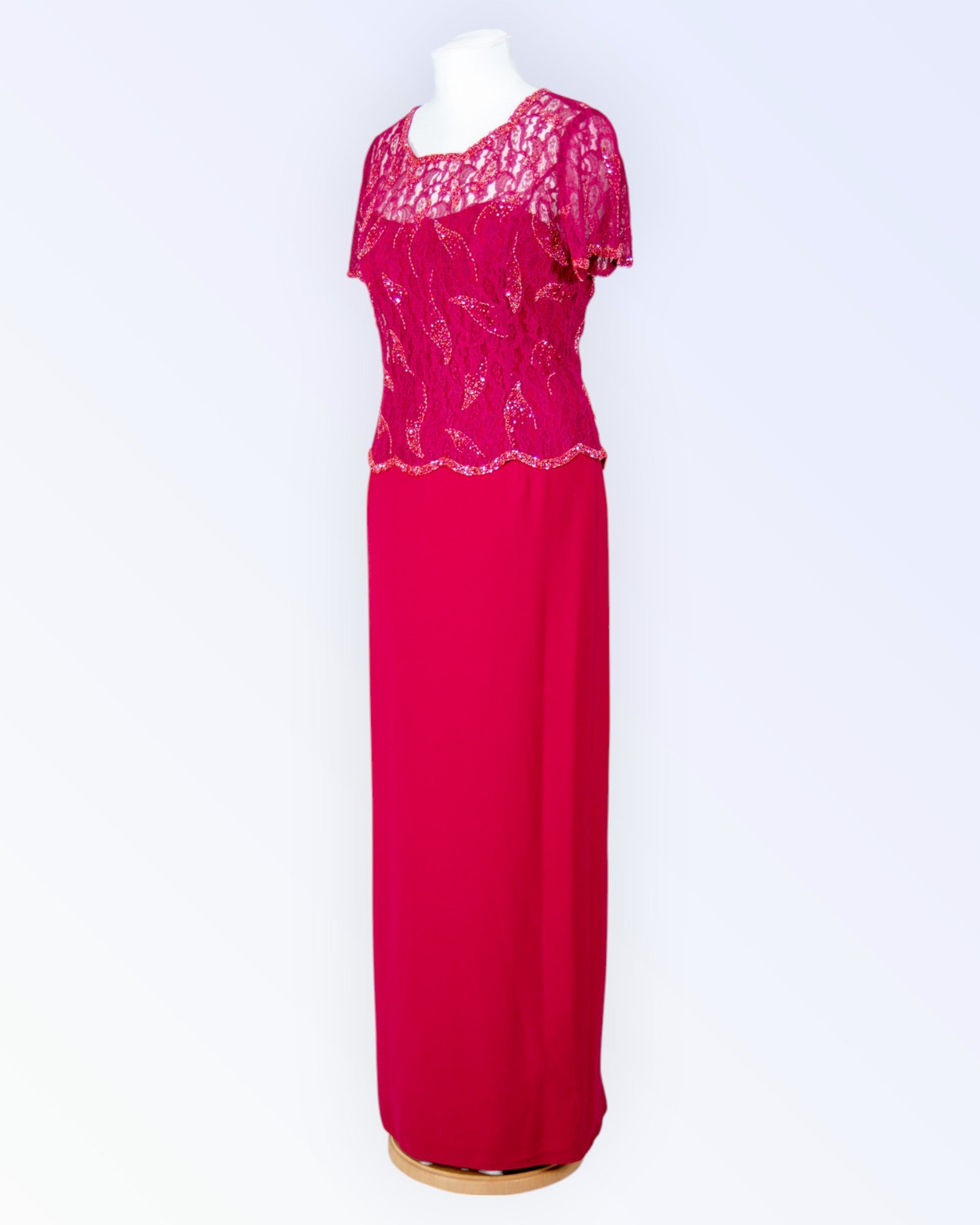 Raspberry red evening dress