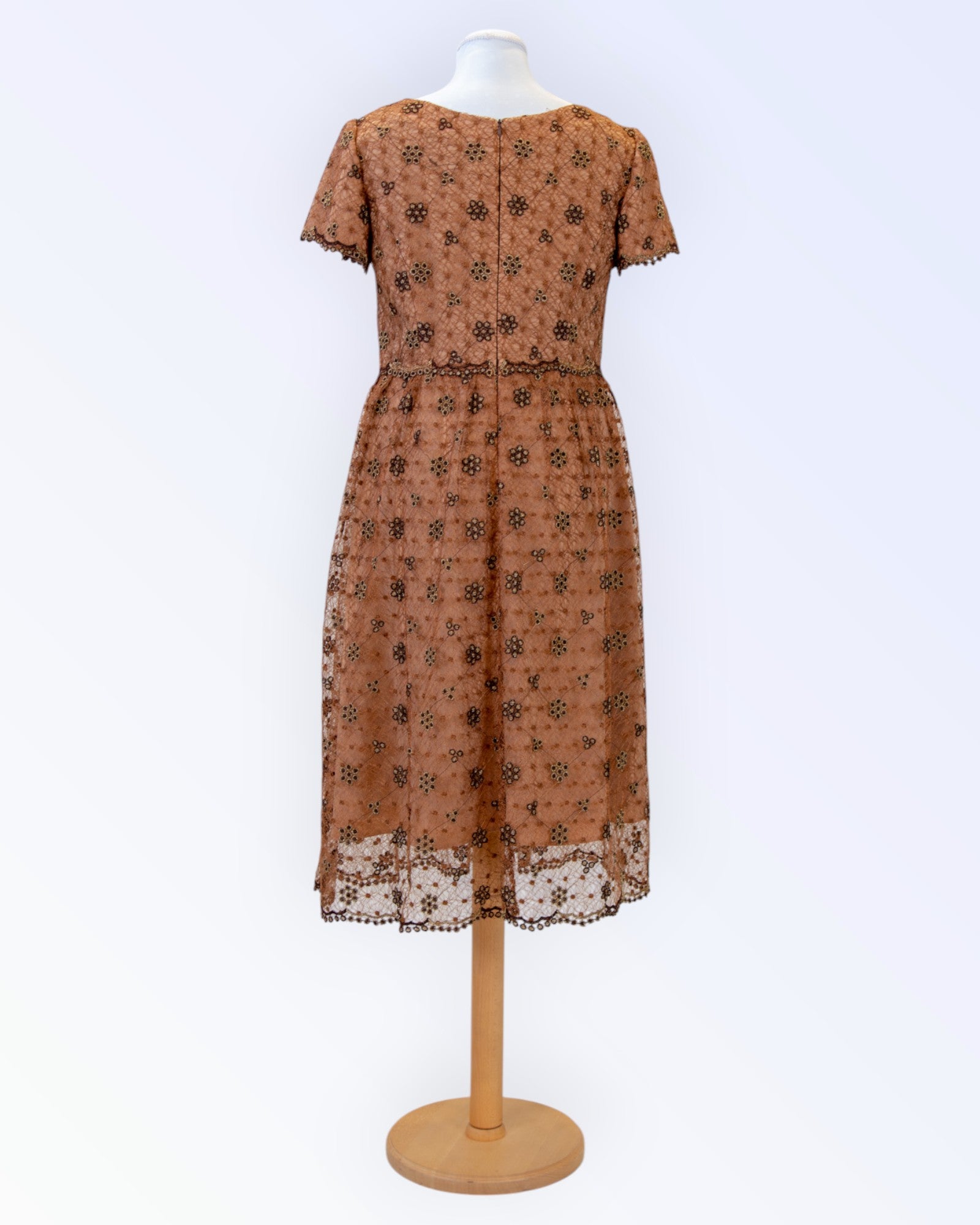 Festive dress made of brown glittering lace