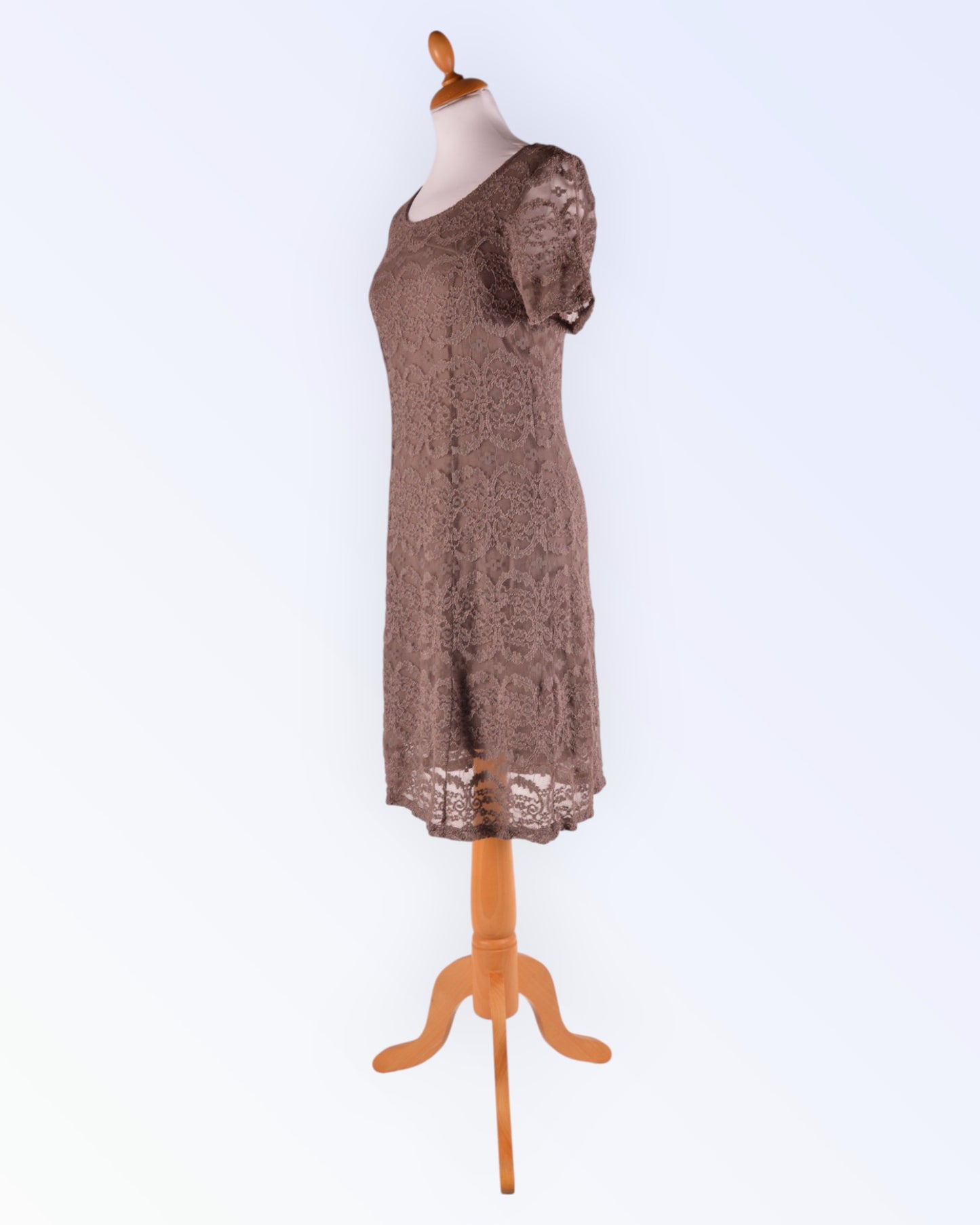 Cream light brown lace dress