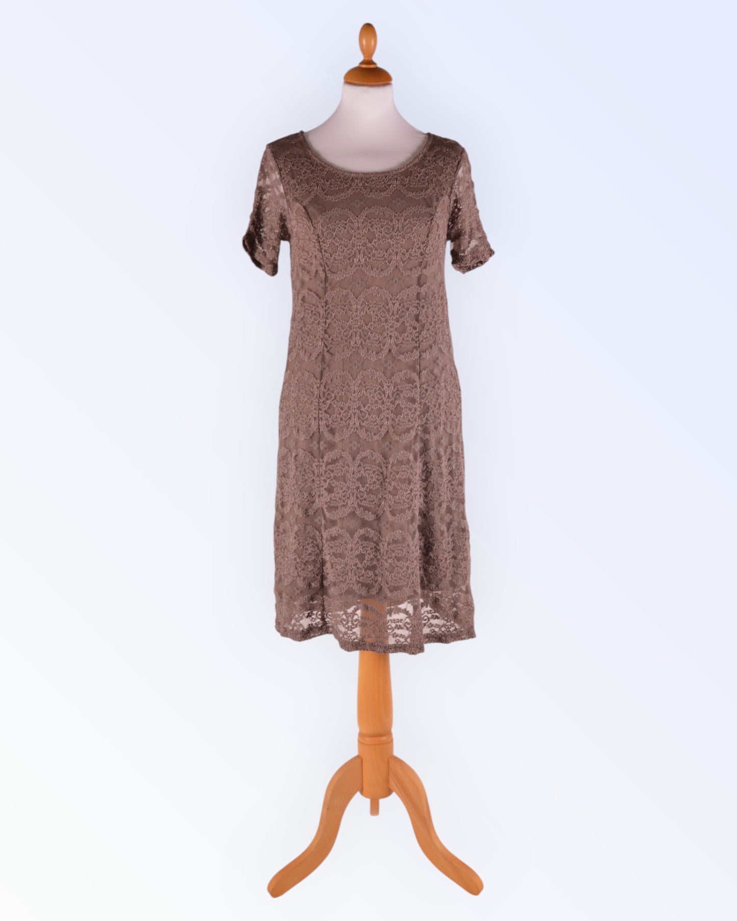 Cream light brown lace dress