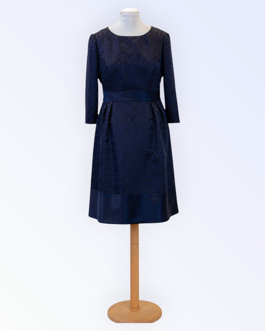 Navy blue jacquard dress