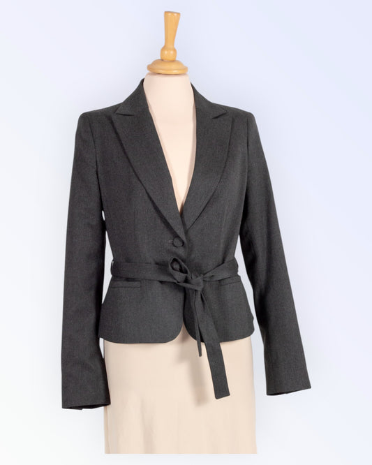 More&More dark grey suit jacket with belt