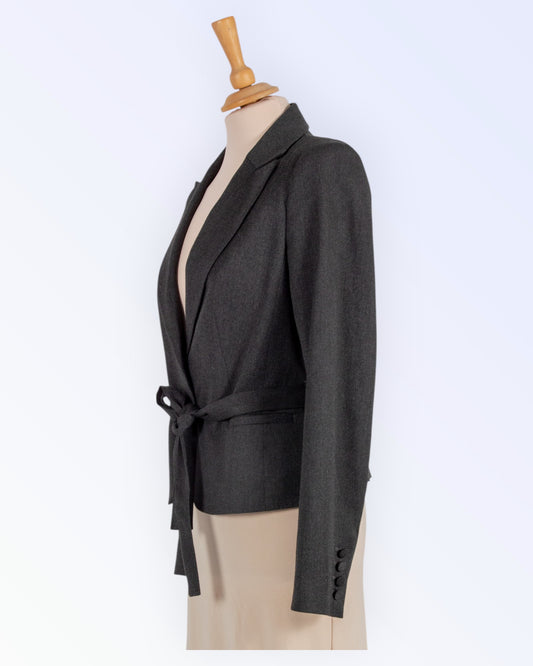 More&More dark grey suit jacket with belt