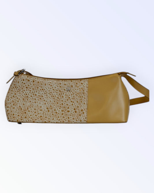 Beige faux leather handbag