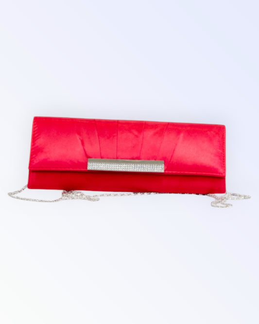 Red satin party handbag