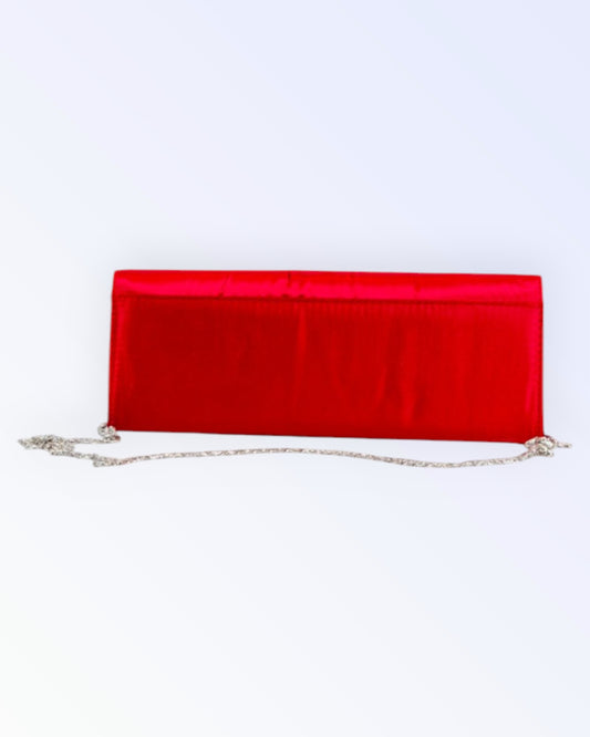Red satin party handbag