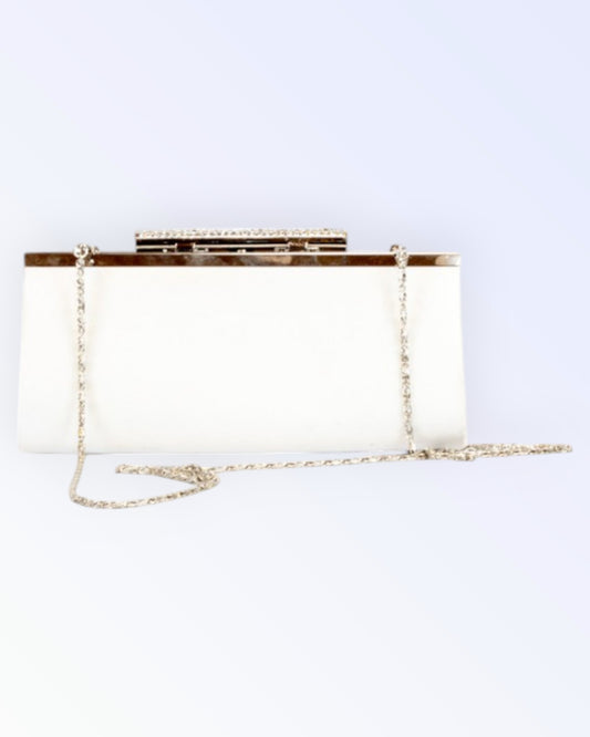 White satin party handbag