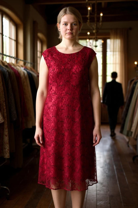 Short red lace dress