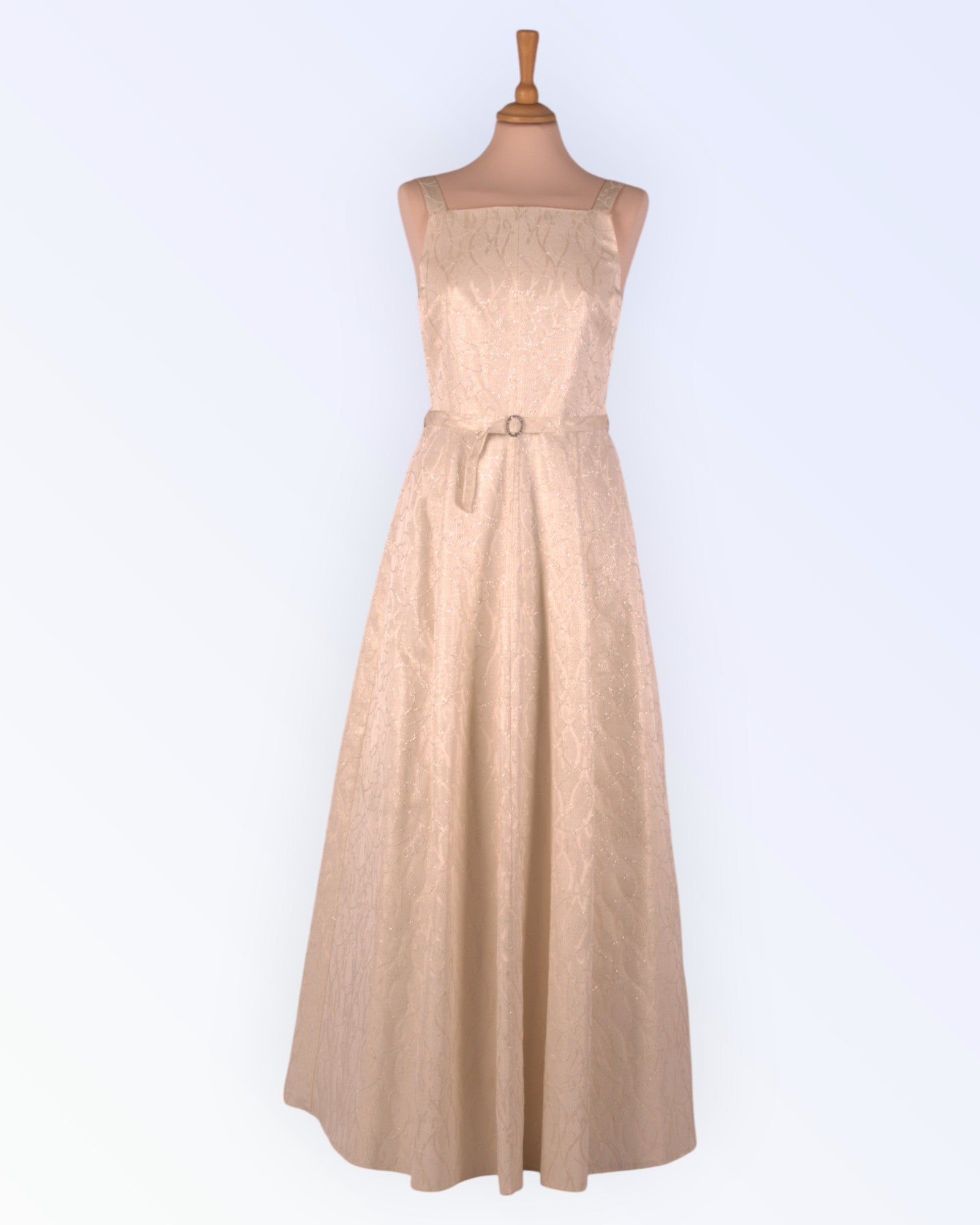 Cream brocade evening dress